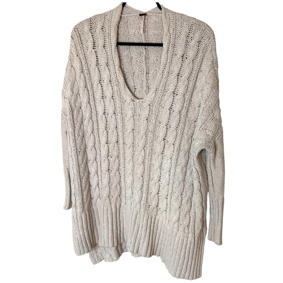 Free People Easy Cable Knit Sweater- Cream- Size Small - Picture 4 of 13